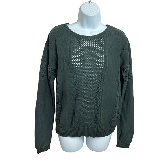 Rubbish Green Semi Open Knit Sweater Sz M Pullover Long-Sleeve Coastal Top - Picture 8 of 8